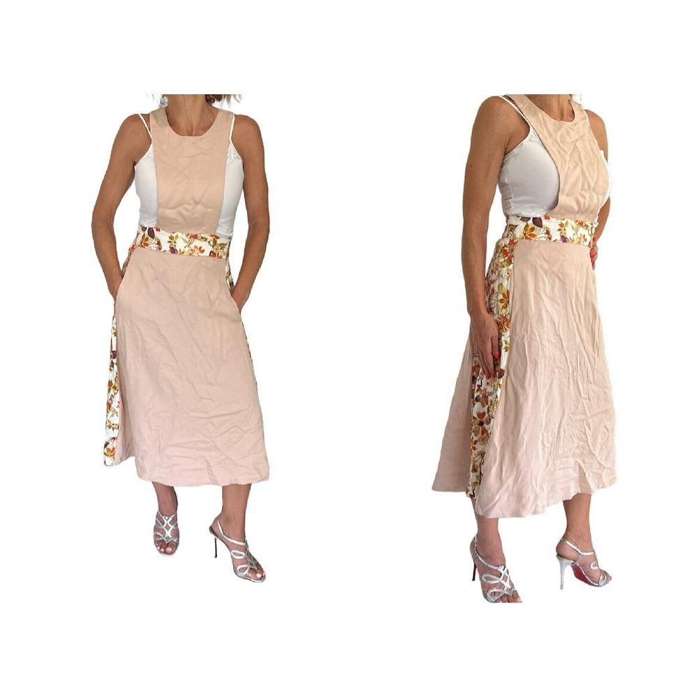 Suno Women SS12 Floral Print Rose Blush Sleeveless  Coverall Midi Dress S